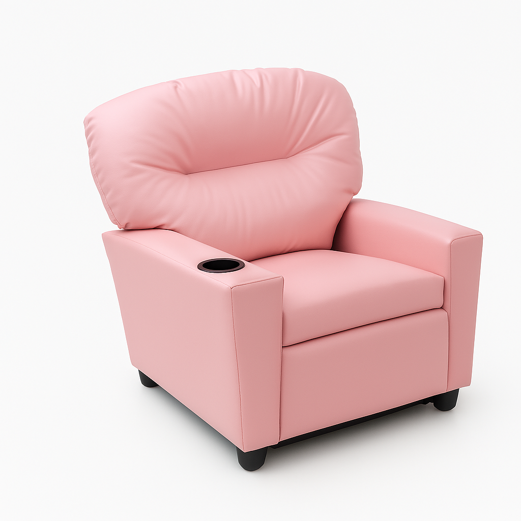 Kids Recliner Chair (Ages 2-7) - Pink Vinyl