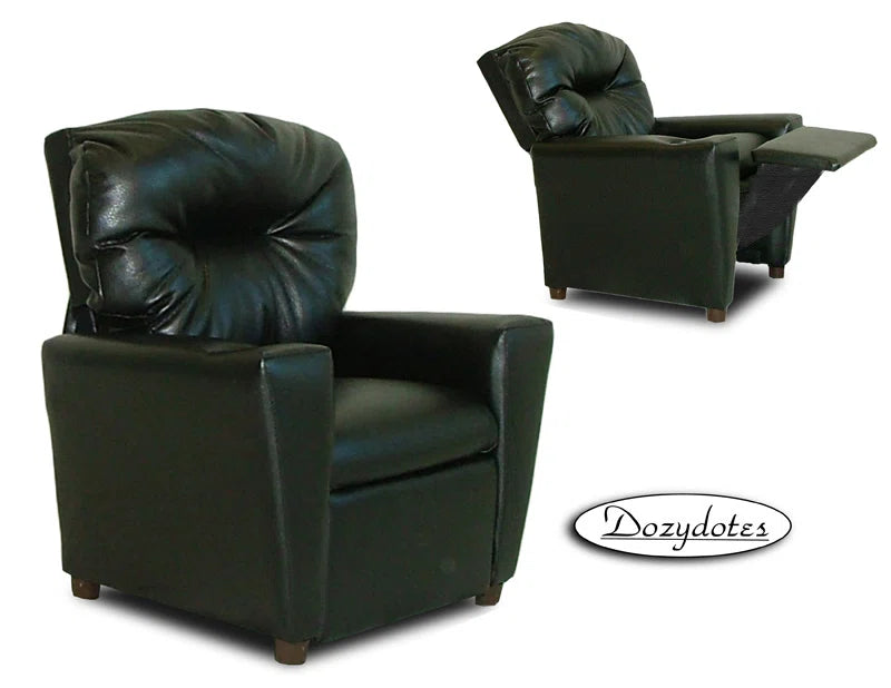 Kids Recliner Chair (Ages 2-7) - Black Leather Like