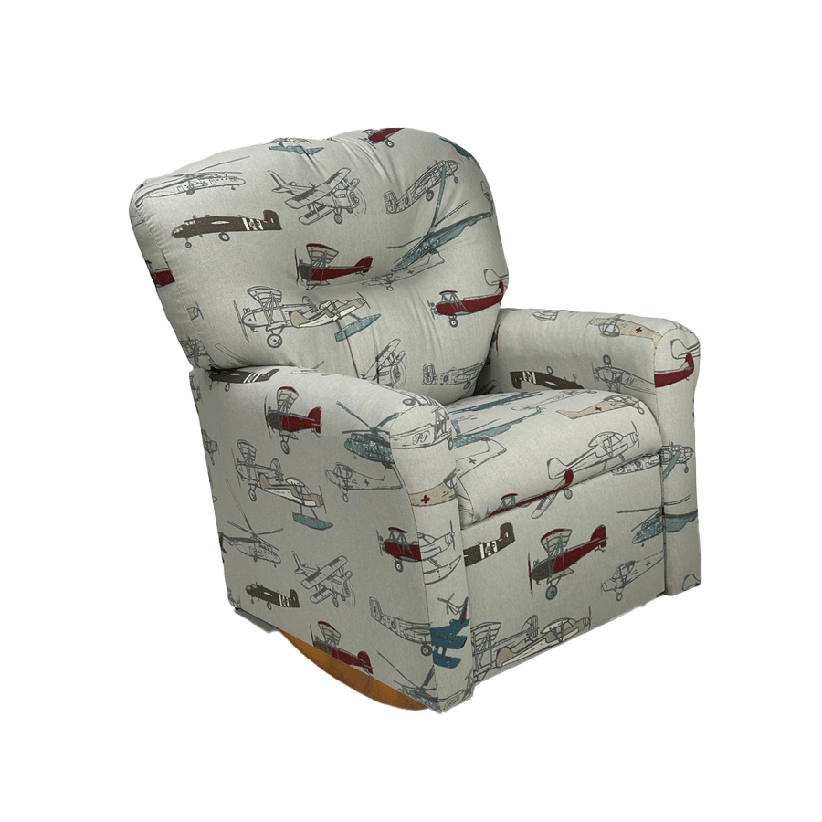 Kids Rocker Recliner Chair (Ages 2-7) - Airplane Fabric