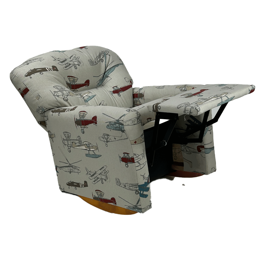 Kids Rocker Recliner Chair (Ages 2-7) - Airplane Fabric
