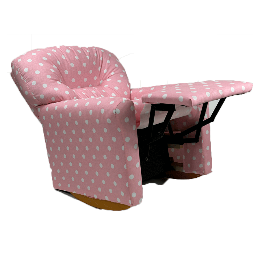 Kids Rocker Recliner Chair (Ages 2-7) - Pink/White Polka Dots