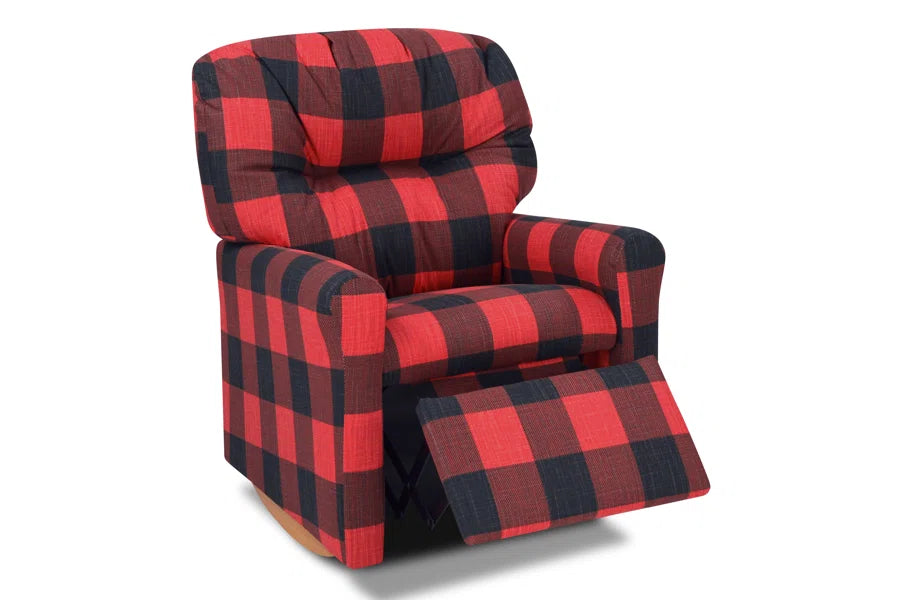 Kids Rocker Recliner Chair (Ages 2-7) - Red Buffalo Plaid