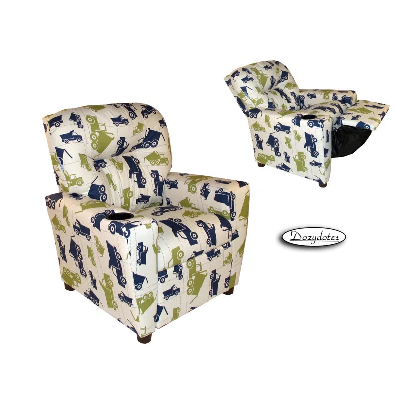 Kids Recliner Chair (Ages 2-7) - Dump Truck Fabric